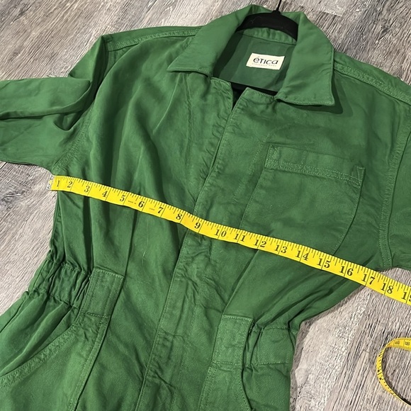 Anthropologie Etica NWT Kingsley Utility Jumpsuit Juniper Green Denim - XS - Picture 12 of 12